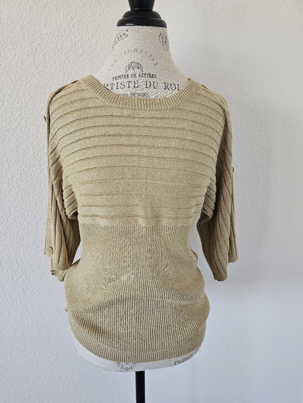 Joseph A. Vintage Shimmery Gold Lurex Knit Pullover Sweater - Size Large